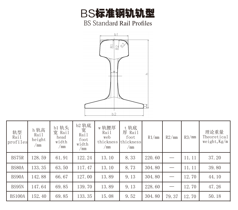 BS Standard Rail Profiles